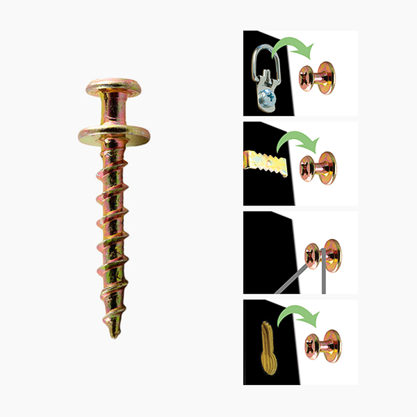 Hangman BCK-6T Double-Headed Gold Bear Claw Hangers, 1", 6-Pack