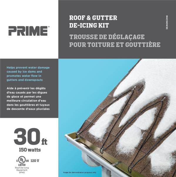 Prime ORRHC150W30 Roof & Gutter De-Icing Kit, Black/Blue, 30'