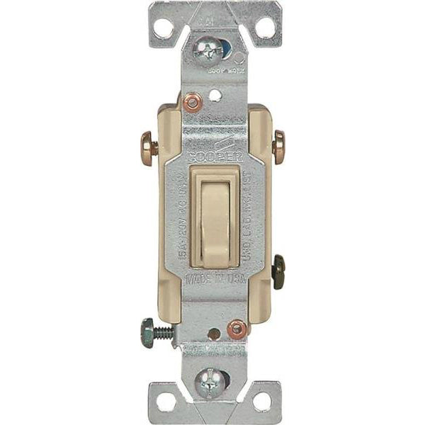 Cooper Wiring 1303-7V Single-Pole Grounding Toggle Switch, Ivory, 3-Way