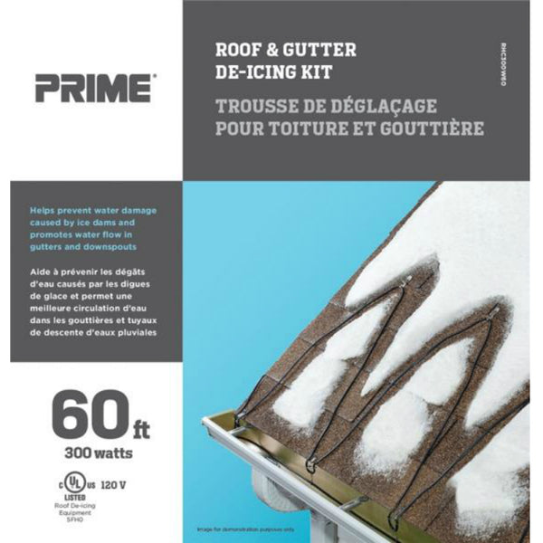 Prime ORRHC300W60 Roof & Gutter De-Icing Kit, Black/Blue, 60'