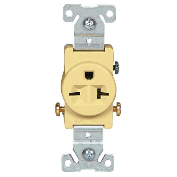 Cooper Wiring 1876V-BOX Commercial Grade 2-Pole/3-Wire Receptacles, Ivory, 20A