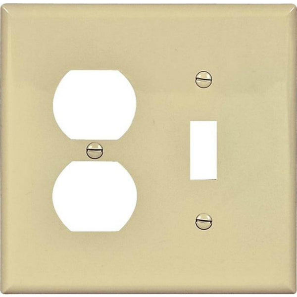 Cooper Wiring PJ18V Mid Size Combination Wallplates Polycarbonate, Ivory, 2-Gang
