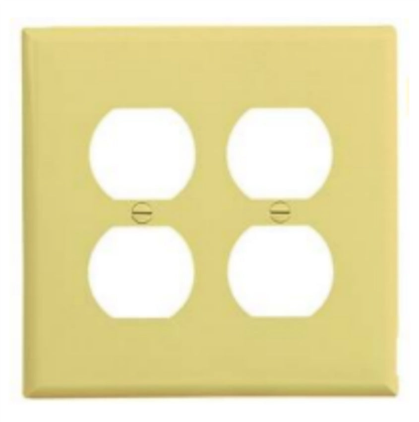 Cooper Wiring PJ82V Polycarbonate Duplex Receptacle Wall Plate, Ivory, 2-Gang