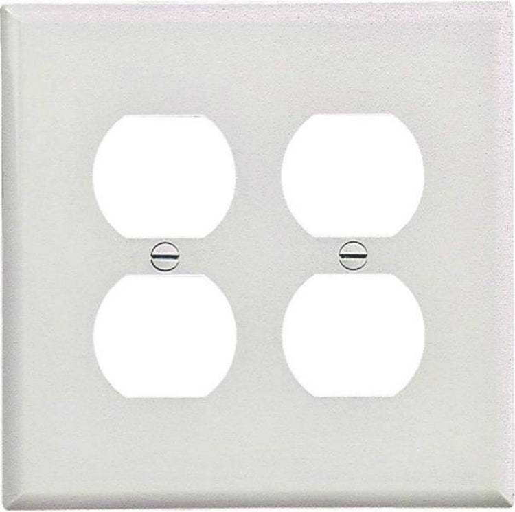 Cooper Wiring PJ82W Polycarbonate Duplex Receptacle Wall Plate, White, 2-Gang