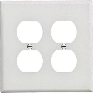 Cooper Wiring PJ82W Polycarbonate Duplex Receptacle Wall Plate, White, 2-Gang