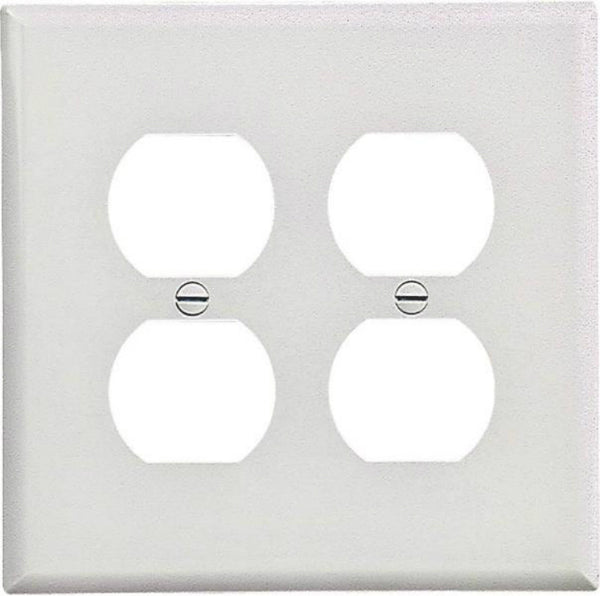 Cooper Wiring PJ82W Polycarbonate Duplex Receptacle Wall Plate, White, 2-Gang