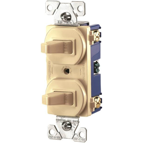 Cooper Wiring 271V-BOX Single-Pole Toggle Combination Switches, Ivory