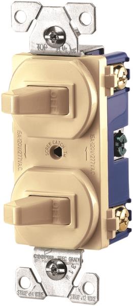 Cooper Wiring 271V-BOX Single-Pole Toggle Combination Switches, Ivory