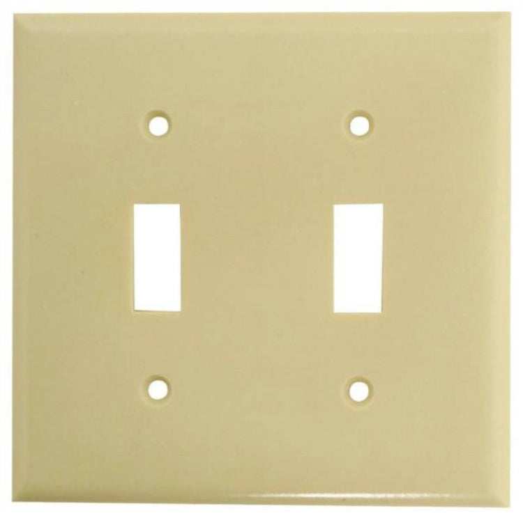 Cooper Wiring 2139V-BOX Standard Size Toggle Wallplates Thermoset, Ivory, 2-Gang