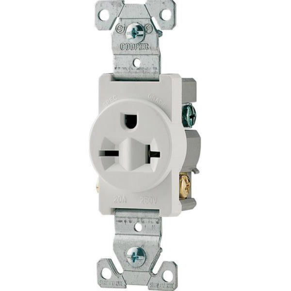 Cooper Wiring 1876W-BOX Commercial Grade 2-Pole/3-Wire Receptacles, White, 20A