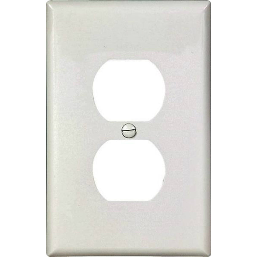 Cooper Wiring PJ8W Polycarbonate Duplex Receptacle Wall Plate, White, 1-Gang