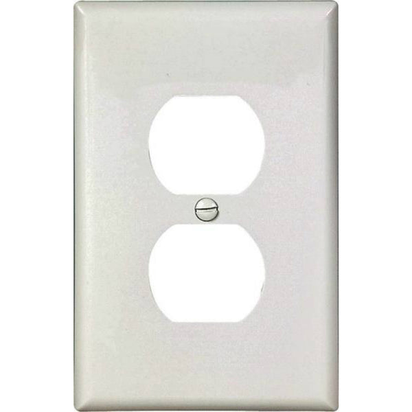 Cooper Wiring PJ8W Polycarbonate Duplex Receptacle Wall Plate, White, 1-Gang