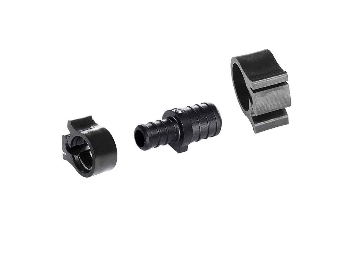 PEXLock 30845 Reducing Coupling with Clamps, Black, 3/4" x 1/2"