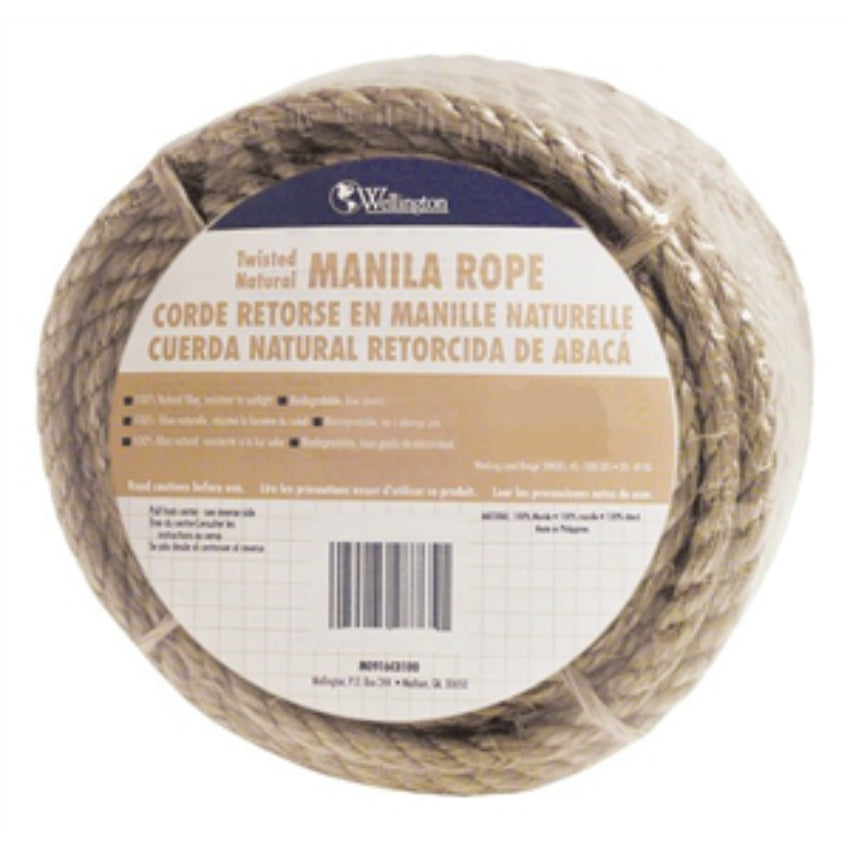 Wellington 28773 Twisted Manila Multi-Purpose Rope, Natural, 1/2" x 600'