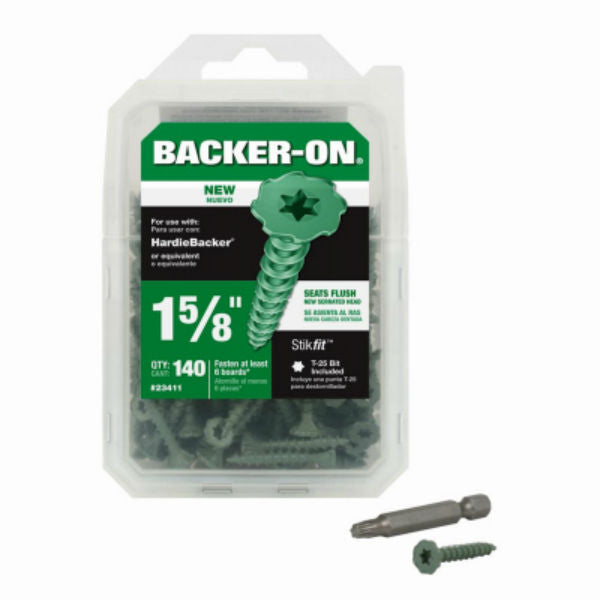 Backer-On 23411 Zinc Plated Cement Board Screw, 10" x 1-5/8", 150-Count