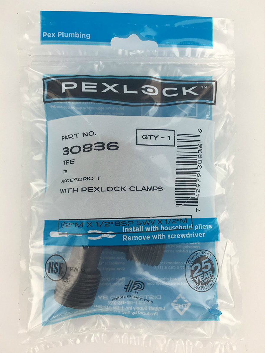 PEXLock 30836 Black Stacking Manifold Tee, 1/2"