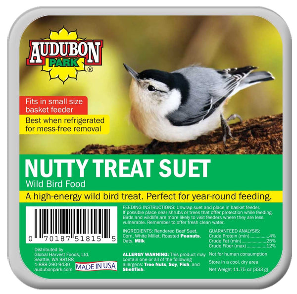 Audubon Park 1846 Nutty Treat Suet Cake Wild Bird Food, 11.75 Oz