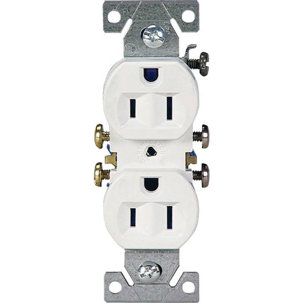 Cooper Wiring 270W Grounding Standard Duplex Receptacles, 2-Pole, White, 15A