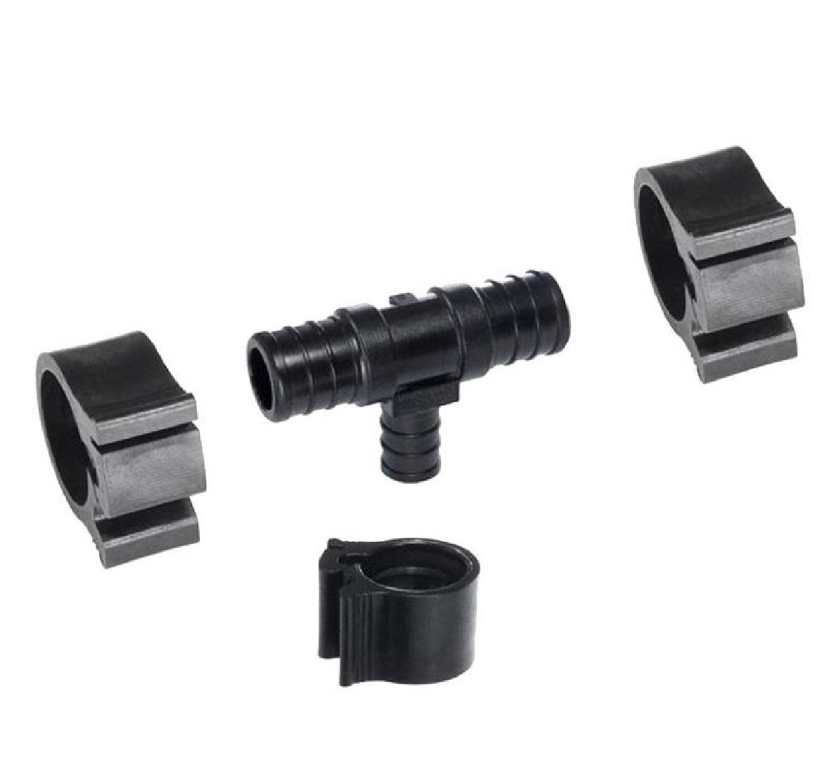 PEXLock 30834 Black Pipe Tee with Clamp, 1/2" x 1/2" x 1/8" FPT