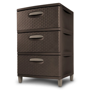 Sterilite 01986P01 Weave Pattern 3-Unit Drawer, Espresso