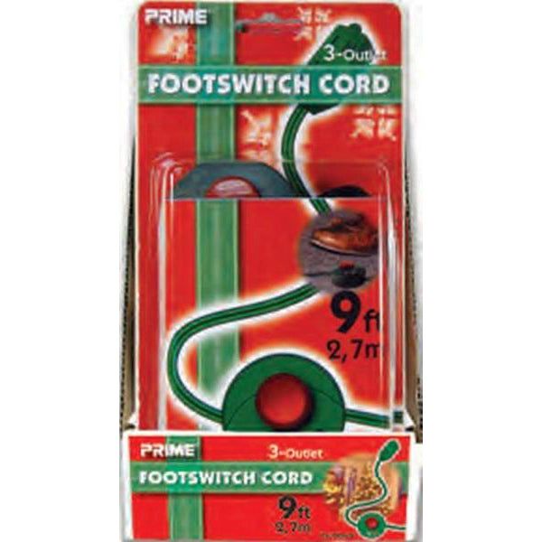 Prime FSL780609 Footswitch Cord with 3-Outlets Cord, Green, 9'