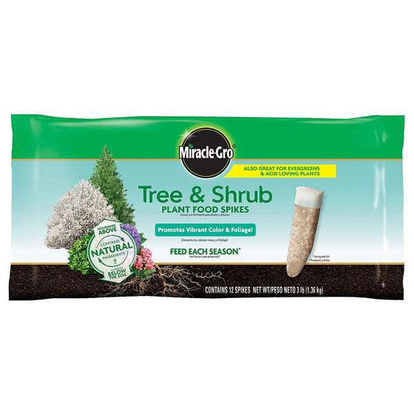 Miracle-Gro 4851012 Tree & Shrub Plant Food Fertilizer Spikes, 15-5-10, 12-Count