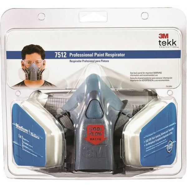 3M 7512PA1-A/R-7512E Tekk Protection Professional Paint Spray Respirator, Medium