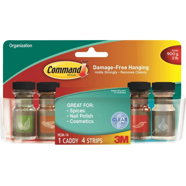 Command HOM-14 Clear Caddy, Medium, 1-Caddy & 4-Strips