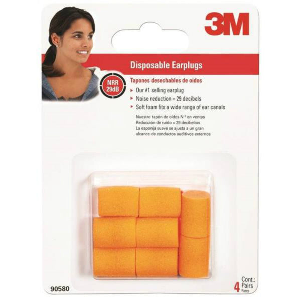 3M 90580-00000T Tekk Protection Classic Disposable Earplug, 29 dB, Foam, Orange