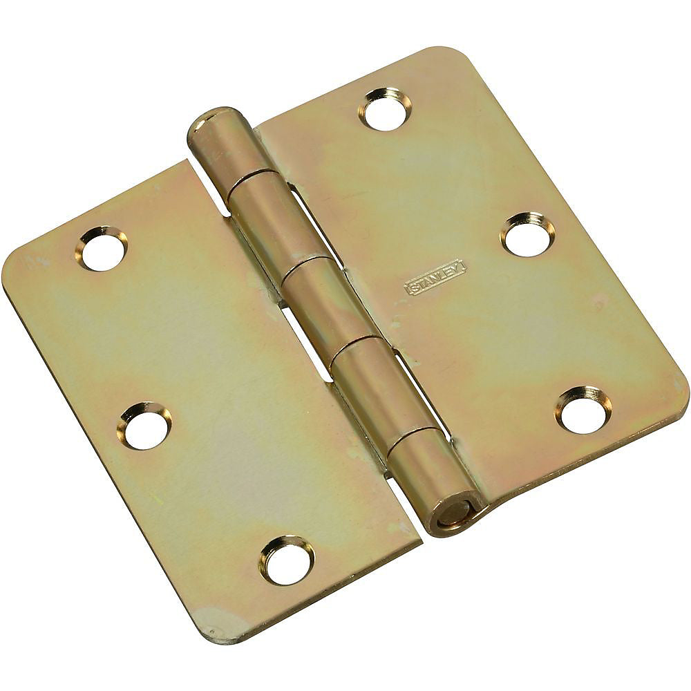 National Hardware N830-265 Steel 1/4" Round Corner Door Hinge, 3", Brass Tone