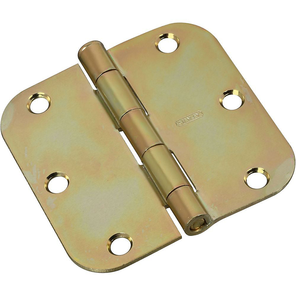 National Hardware N830-262 Steel 5/8" Round Corner Door Hinge, 3", Brass Tone