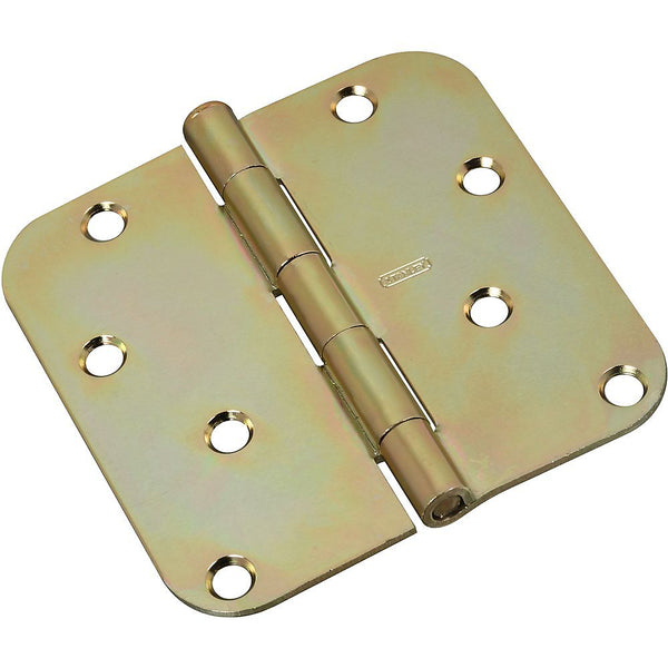 National Hardware N830-261 Steel 5/8" Round Corner Door Hinge, 4", Brass Tone