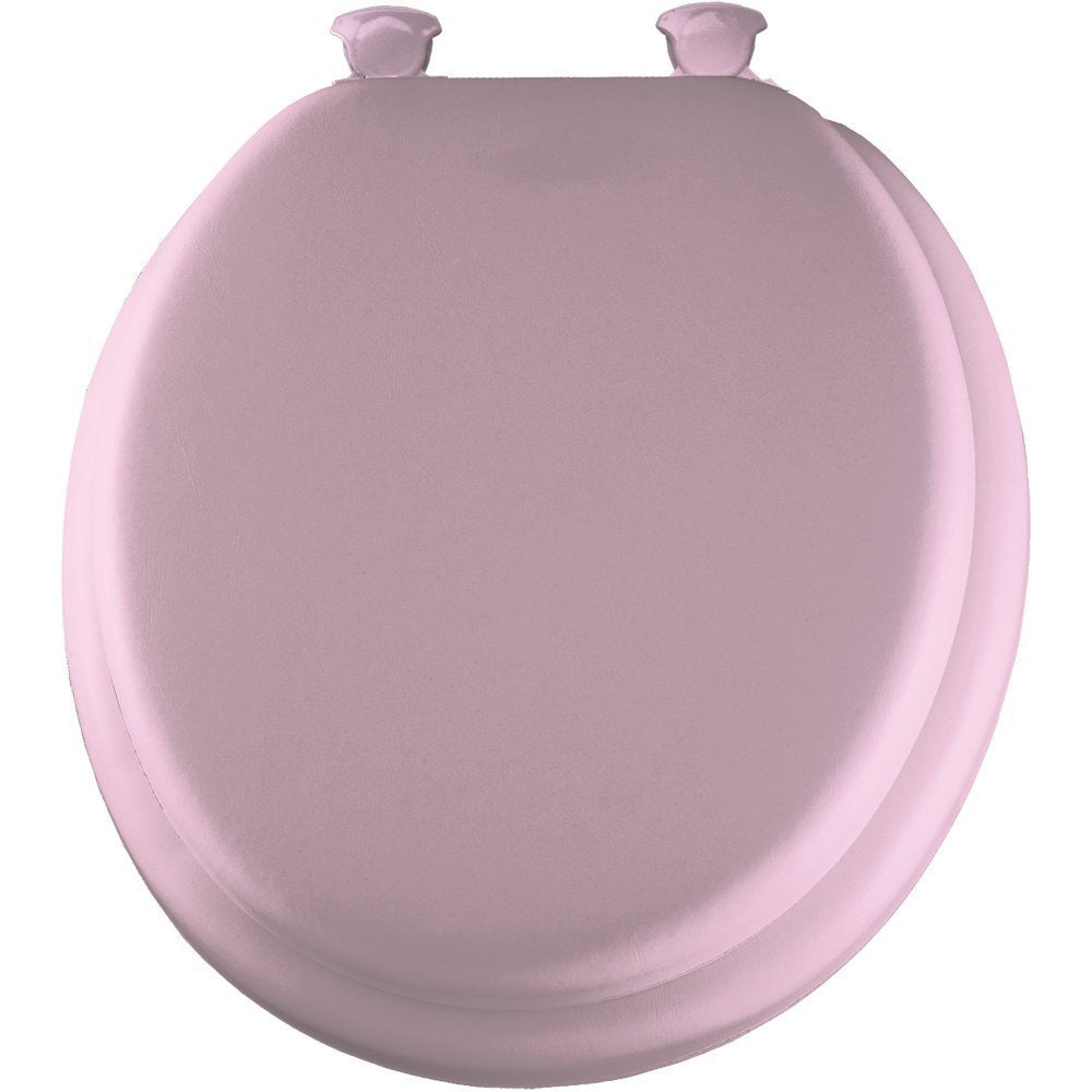 Mayfair 13EC-023 Cushioned Vinyl Toilet Seat w/ Molded Wood Core, Round, Pink