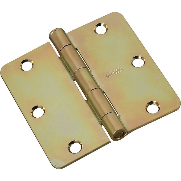 National Hardware N830-263 Steel 1/4" Round Corner Door Hinge 3.5", Brass Tone