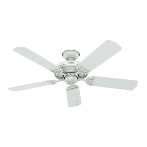 Hunter 53054 Sea Air Outdoor Ceiling Fan with 5-Blades, Stainless Steel, White, 52"