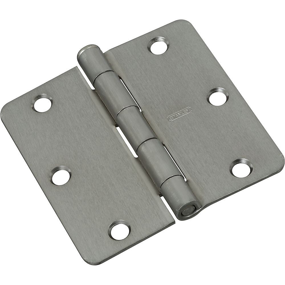 National N830-236 Steel 1/4" Round Corner Door Hinge, 3-1/2", Satin Chrome