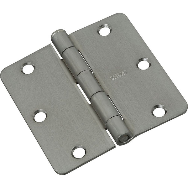 National N830-236 Steel 1/4" Round Corner Door Hinge, 3-1/2", Satin Chrome