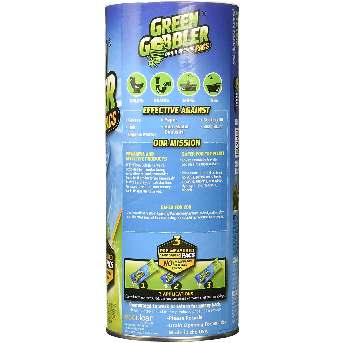 Green Gobbler GGDC3SEMR Drain Opening Pacs, 8.5 Oz, 3-Count