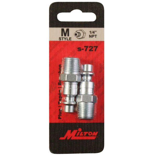 Milton S-727 Male M Style Plugs, 1/4" NPT, 2-Pack