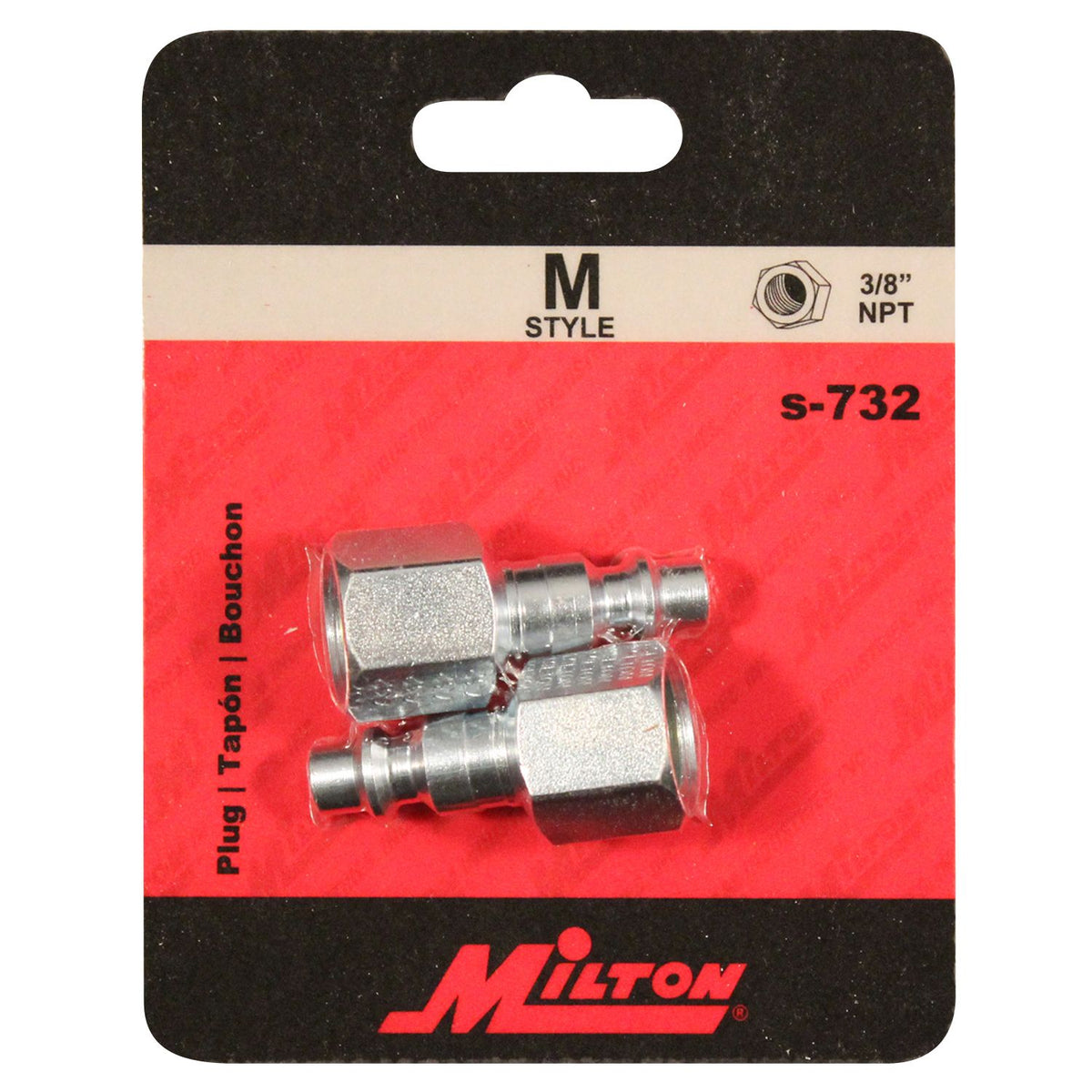 Milton S-732 Female M Style Plugs, 3/8" NPT, 2-Pack