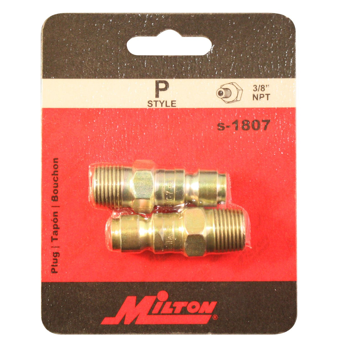 Milton S-1807 Male P Style Plugs, 3/8" NPT, 2-Pack