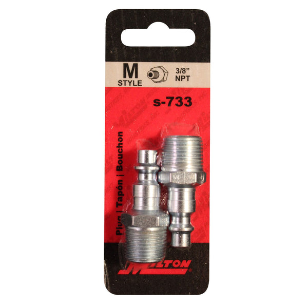Milton S-733 Male M Style Plugs, 3/8" NPT, 2-Pack