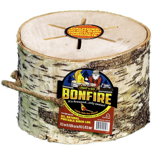 Light N Go 8-97162-00059-3 All Natural Portable Birch Bonfire Firewood Log, 0.3 CuFt