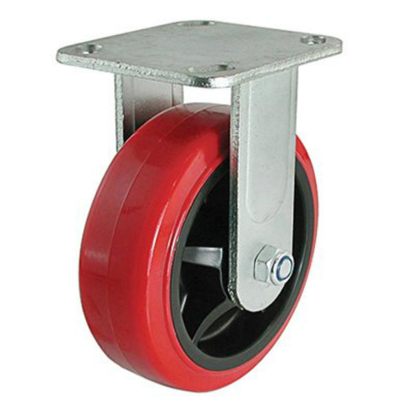 Richelieu F22006 Polyurethane Mold On Rigid Caster, Red, 6"
