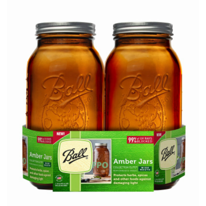 Ball 1440069047 Collection Elite Performance Series Amber Jars, 64 Oz, 2-Pack