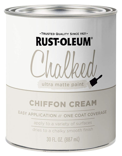 Rust-Oleum 329598 Chalked Ultra Matte Paint, Chiffon Cream, 30 Oz