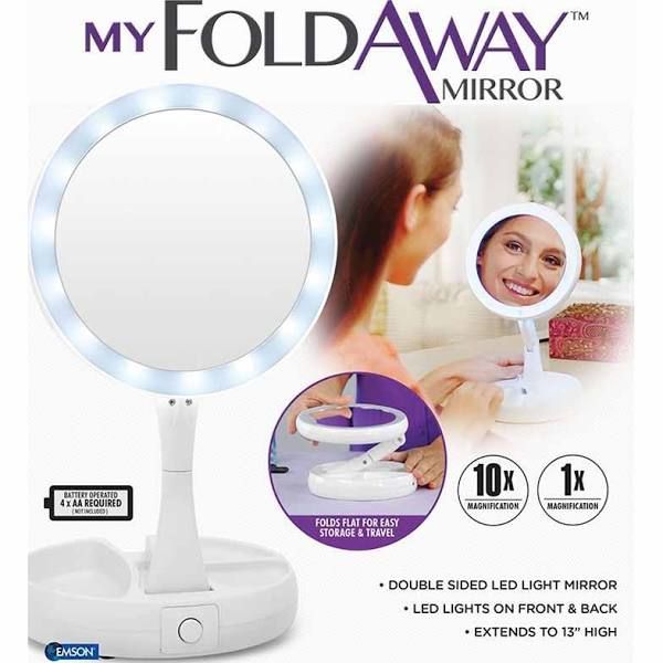 My Fold-Away 1713 Double Sided LED Light Distortion-Free Mirror, As Seen On TV