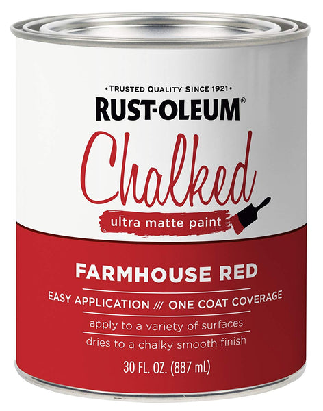 Rust-Oleum 329211 Chalked Ultra Matte Paint, Farmhouse Red, 30 Oz