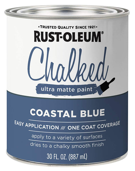 Rust-Oleum 329207 Chalked Ultra Matte Paint, Coastal Blue, 30 Oz