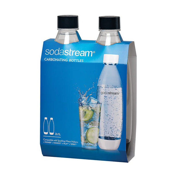 SodaStream 1741221010 Black Source Carbonating Bottles, 1 L, 2 Pack
